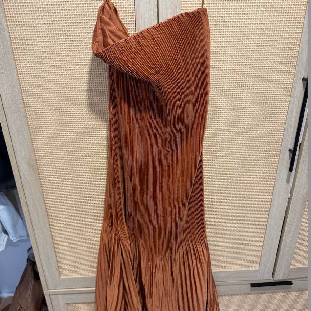 Beautiful Orange Pleated Dress